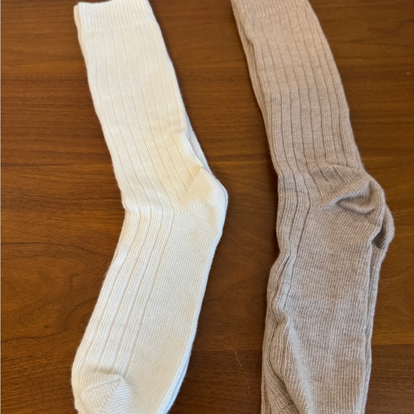 Banana Republic Other - Women’s Wool-Blend Ribbed Socks - White and Tan - by Banana Republic